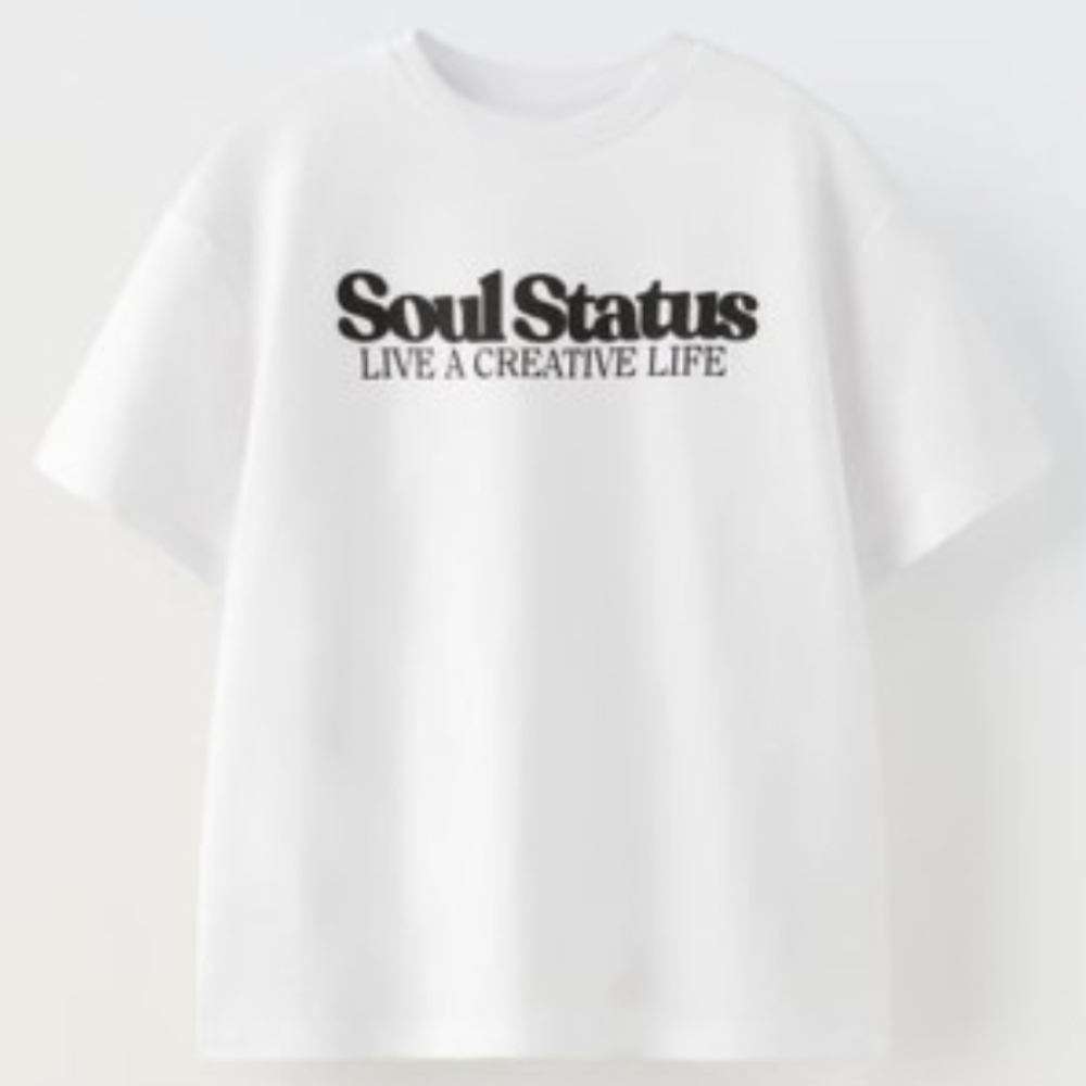 Zara White Graphic Tee- 13-14Y